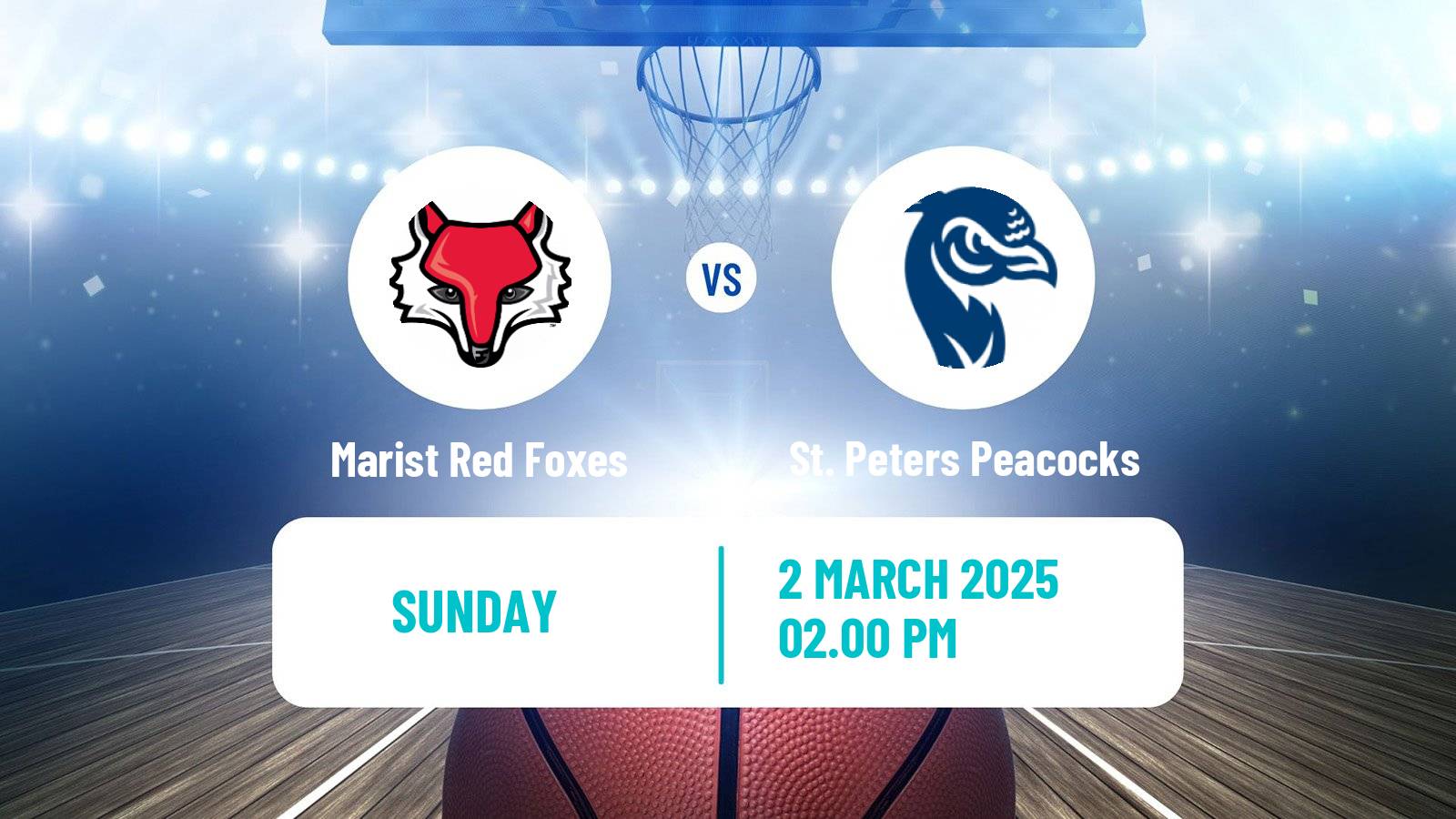 Basketball NCAA College Basketball Marist Red Foxes - St. Peters Peacocks