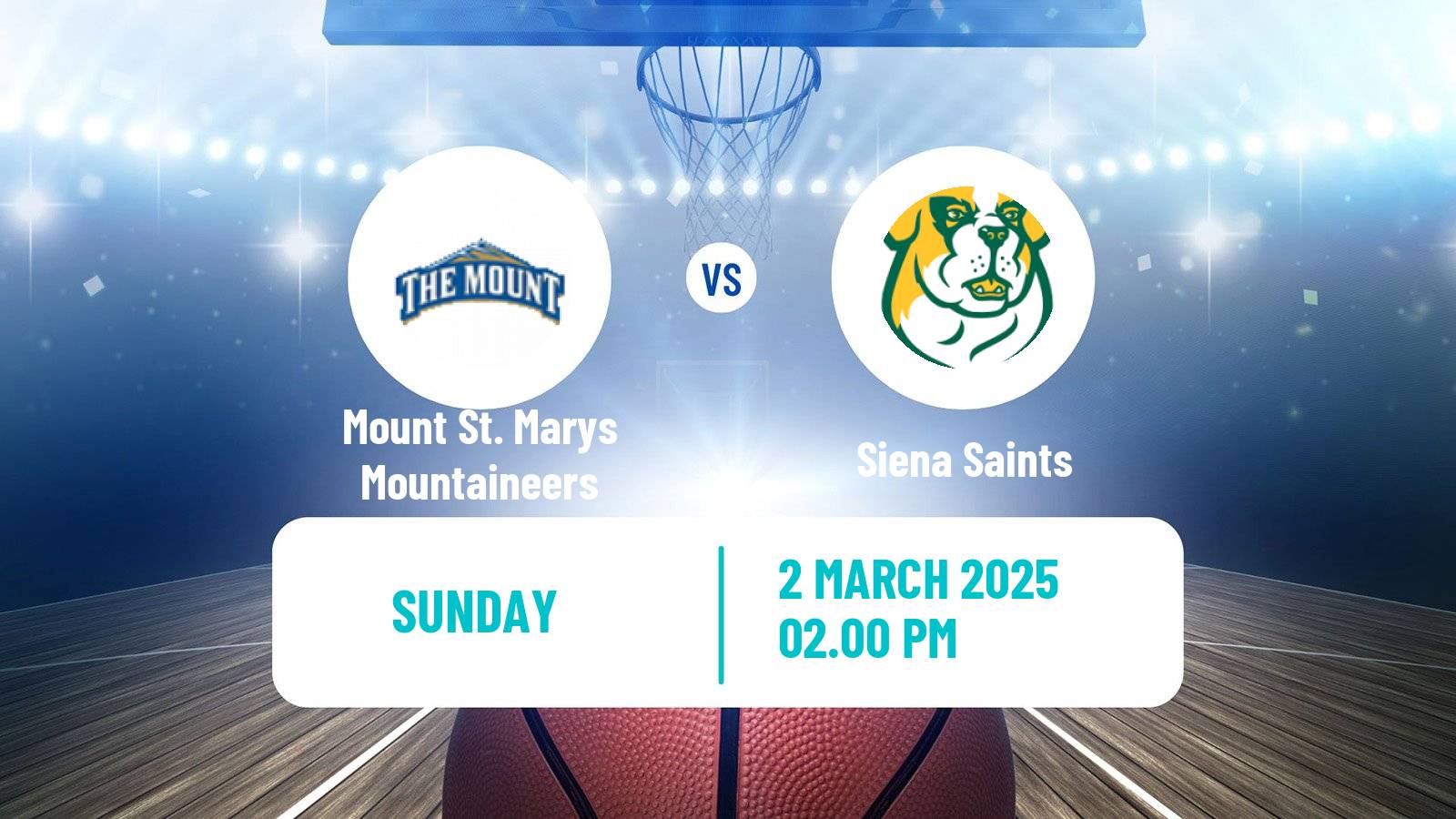 Basketball NCAA College Basketball Mount St. Marys Mountaineers - Siena Saints