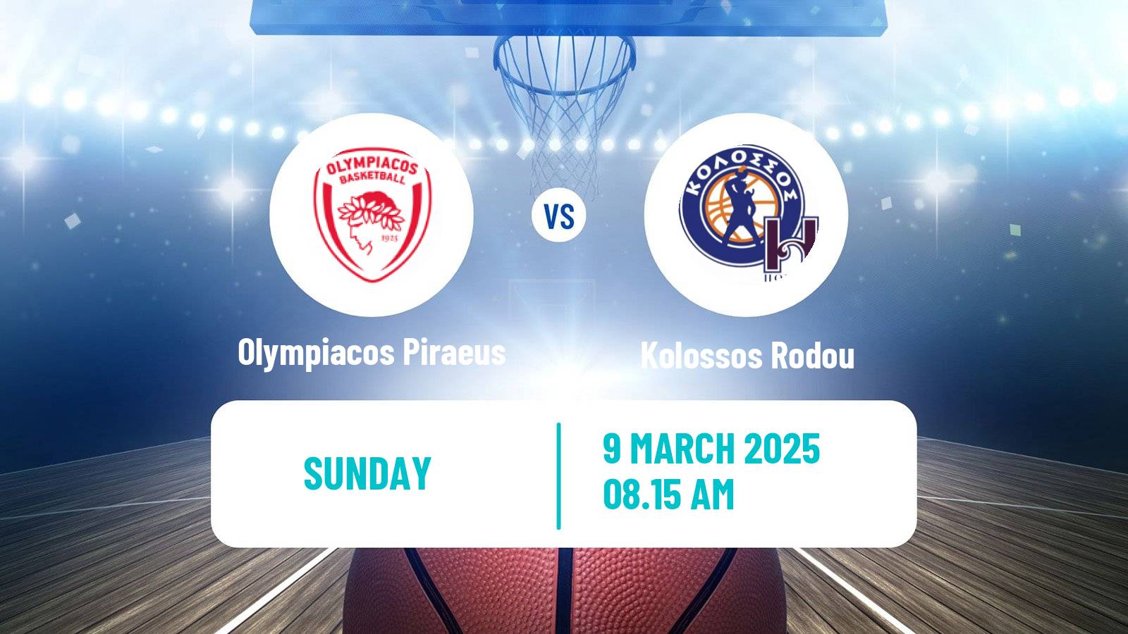 Basketball Greek Basket League A1 Olympiacos Piraeus - Kolossos Rodou
