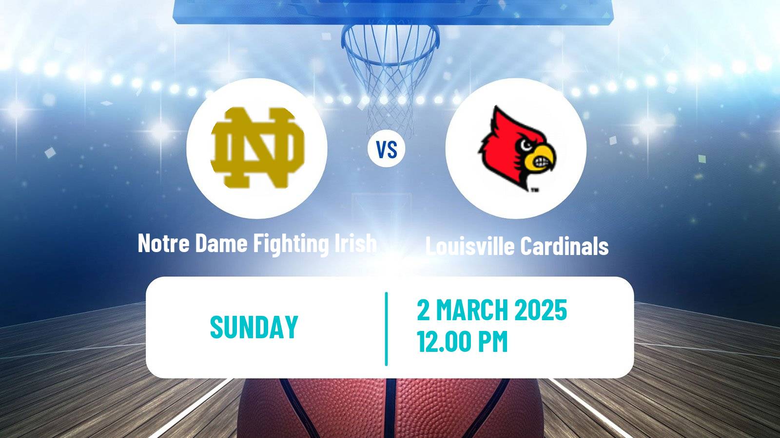 Basketball NCAA College Basketball Women Notre Dame Fighting Irish - Louisville Cardinals
