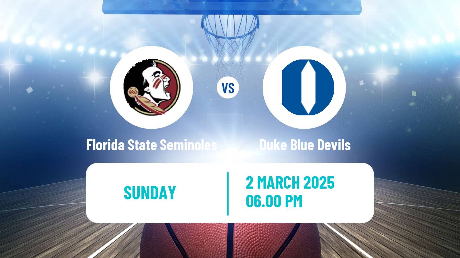 Basketball NCAA College Basketball Women Florida State Seminoles - Duke Blue Devils