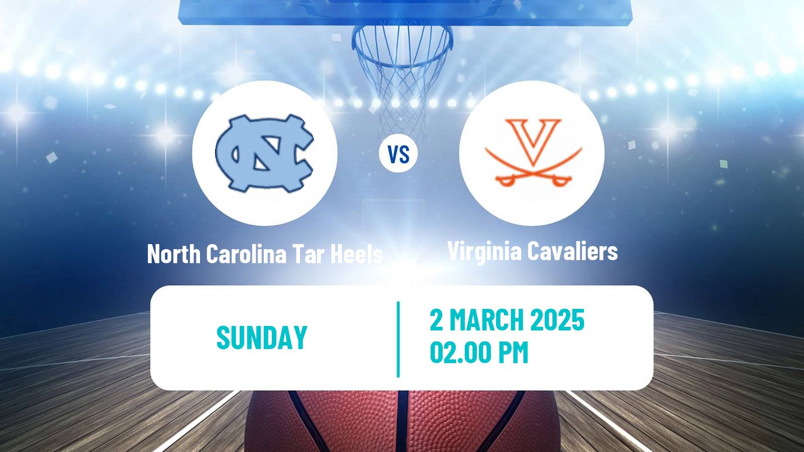 Basketball NCAA College Basketball Women North Carolina Tar Heels - Virginia Cavaliers