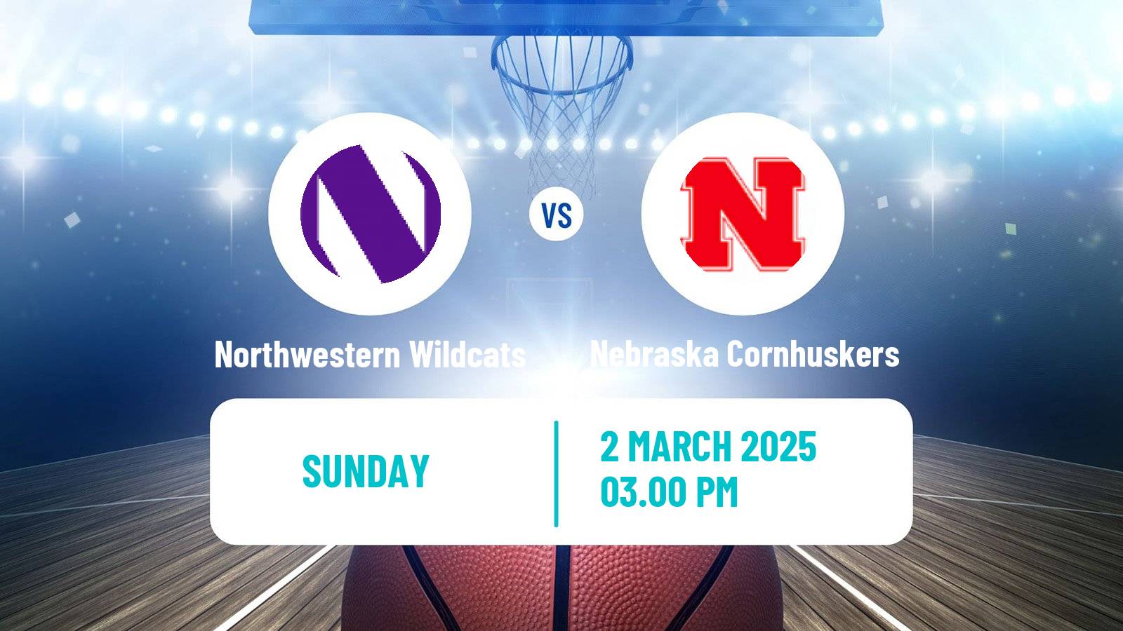 Basketball NCAA College Basketball Women Northwestern Wildcats - Nebraska Cornhuskers