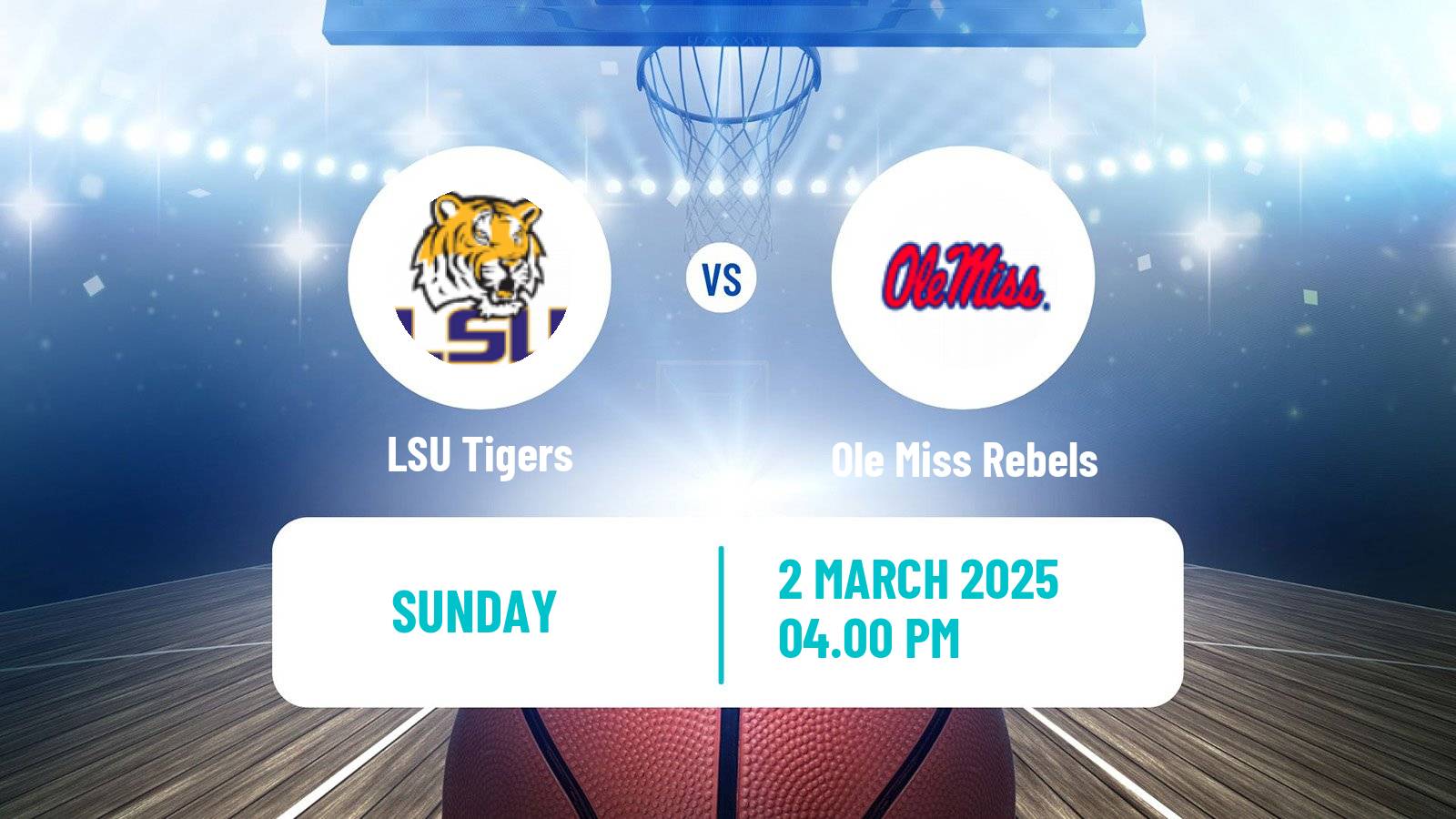 Basketball NCAA College Basketball Women LSU Tigers - Ole Miss Rebels