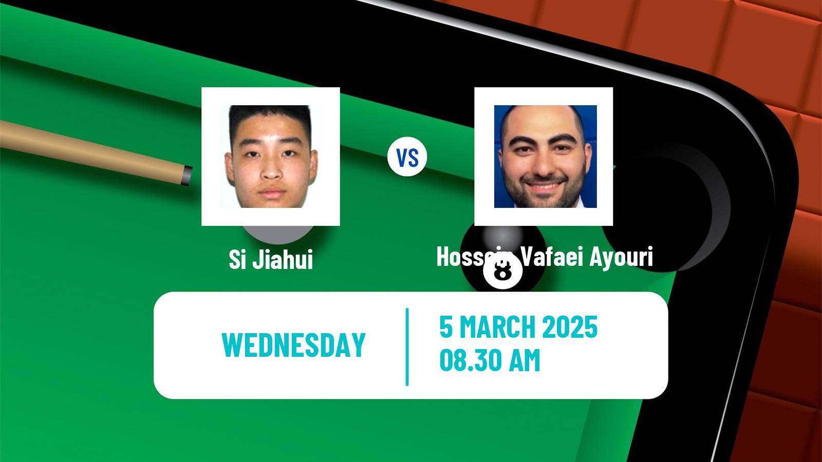 Snooker World Grand Prix Si Jiahui - Hossein Vafaei Ayouri
