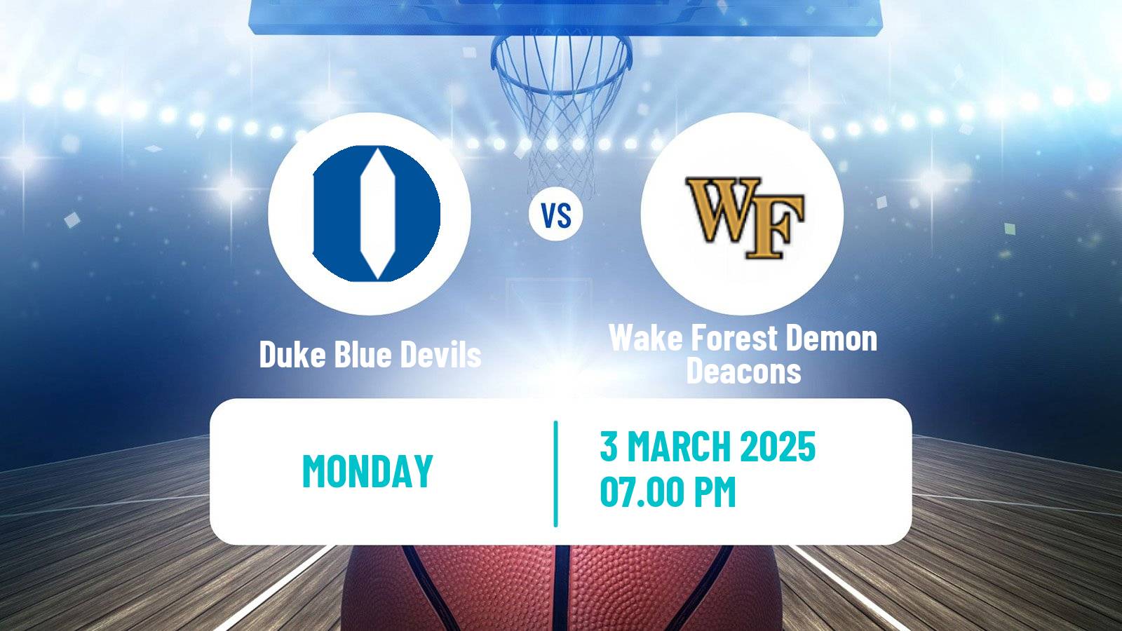 Basketball NCAA College Basketball Duke Blue Devils - Wake Forest Demon Deacons