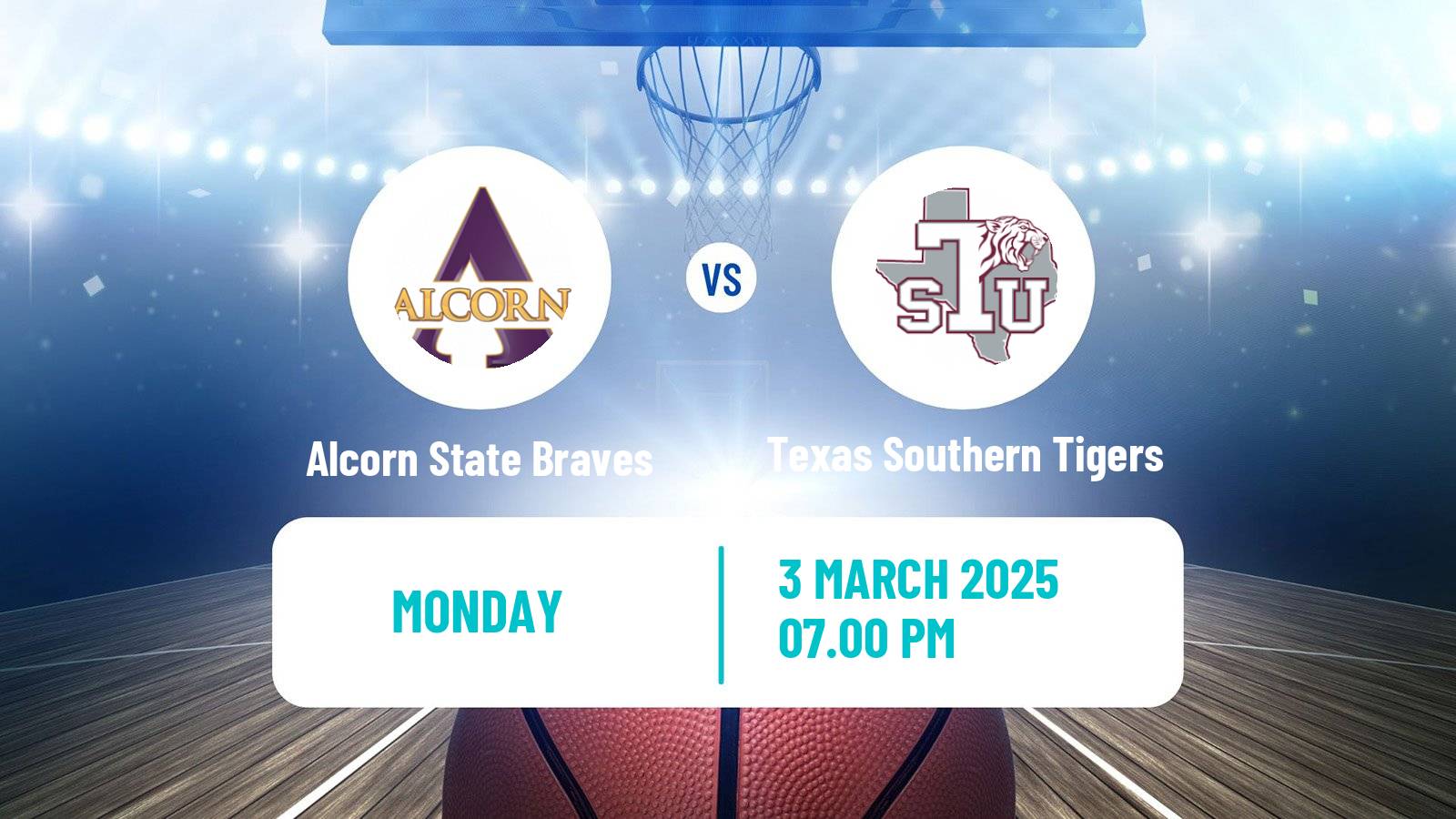 Basketball NCAA College Basketball Alcorn State Braves - Texas Southern Tigers