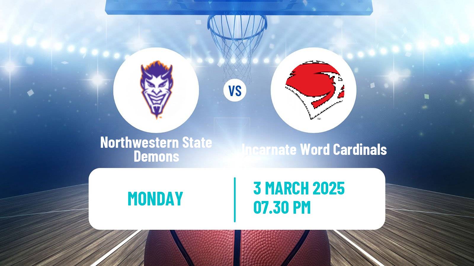 Basketball NCAA College Basketball Northwestern State Demons - Incarnate Word Cardinals