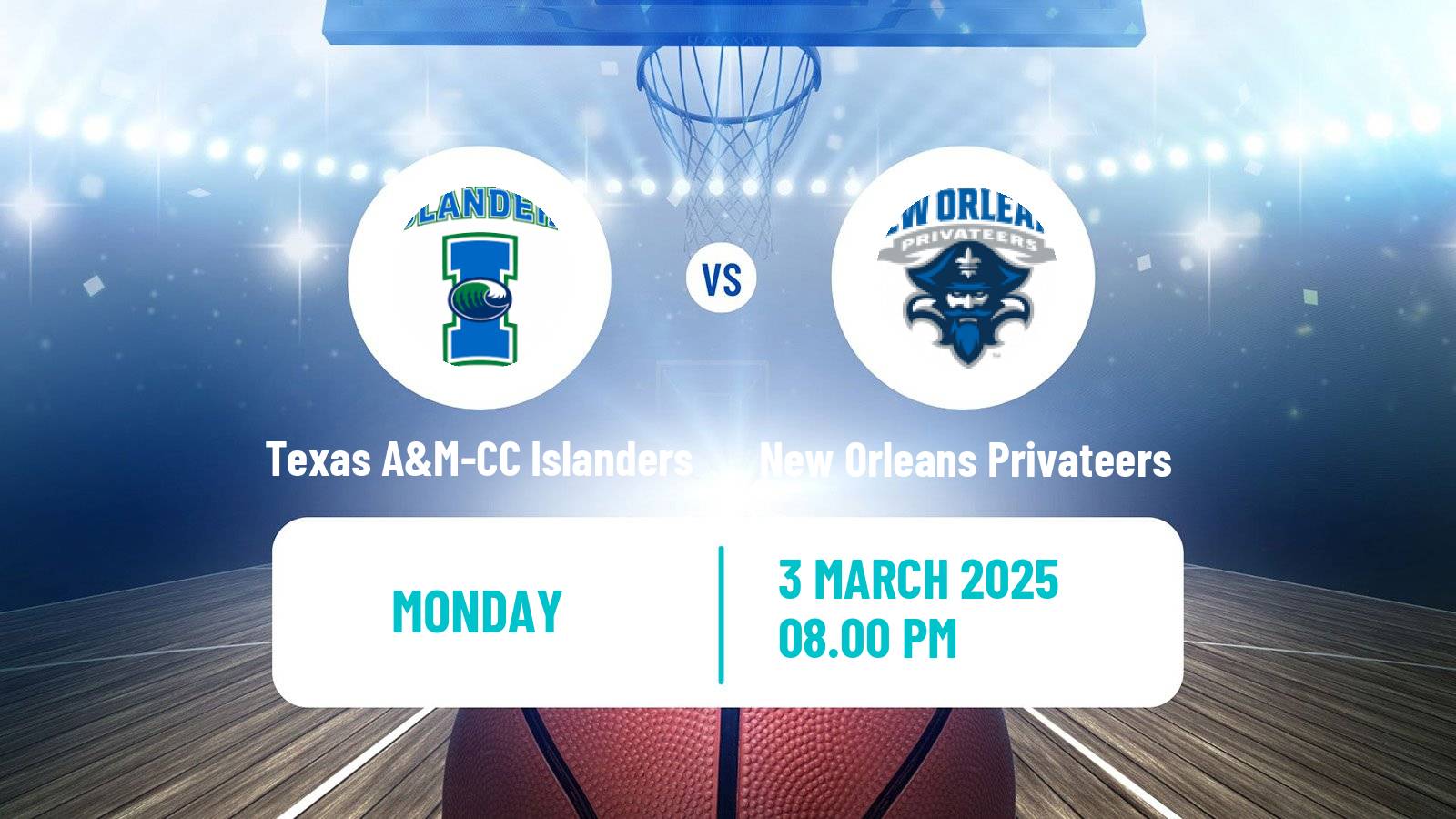 Basketball NCAA College Basketball Texas A&M-CC Islanders - New Orleans Privateers
