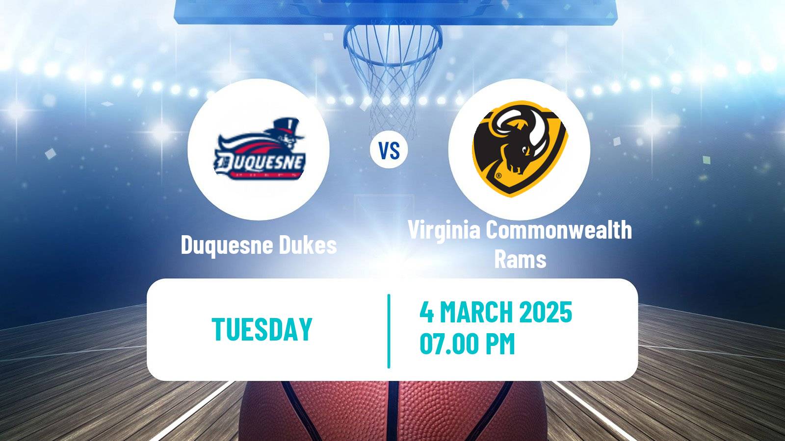 Basketball NCAA College Basketball Duquesne Dukes - Virginia Commonwealth Rams