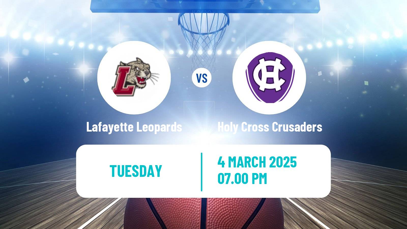 Basketball NCAA College Basketball Lafayette Leopards - Holy Cross Crusaders