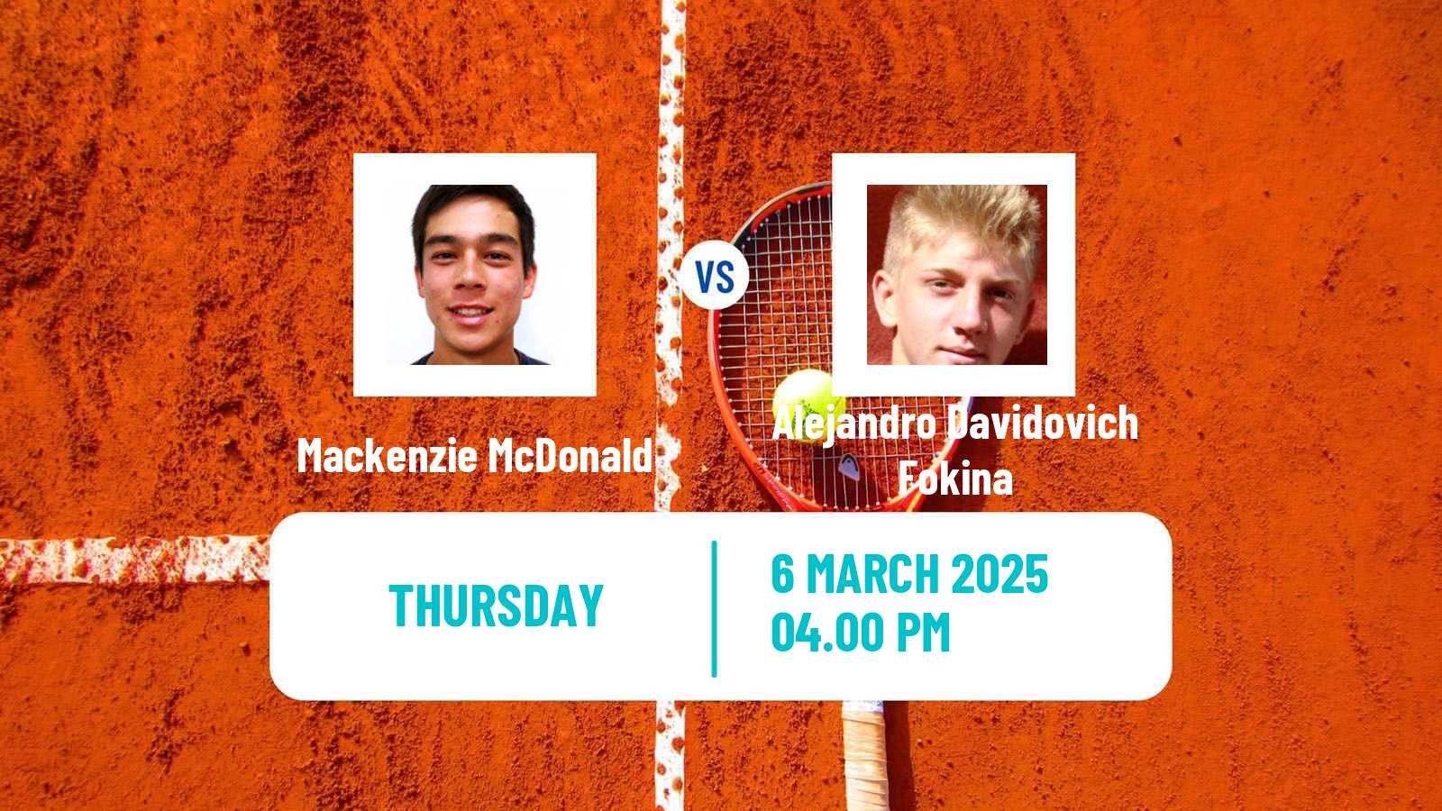 Tennis ATP Indian Wells Mackenzie McDonald - Alejandro Davidovich Fokina
