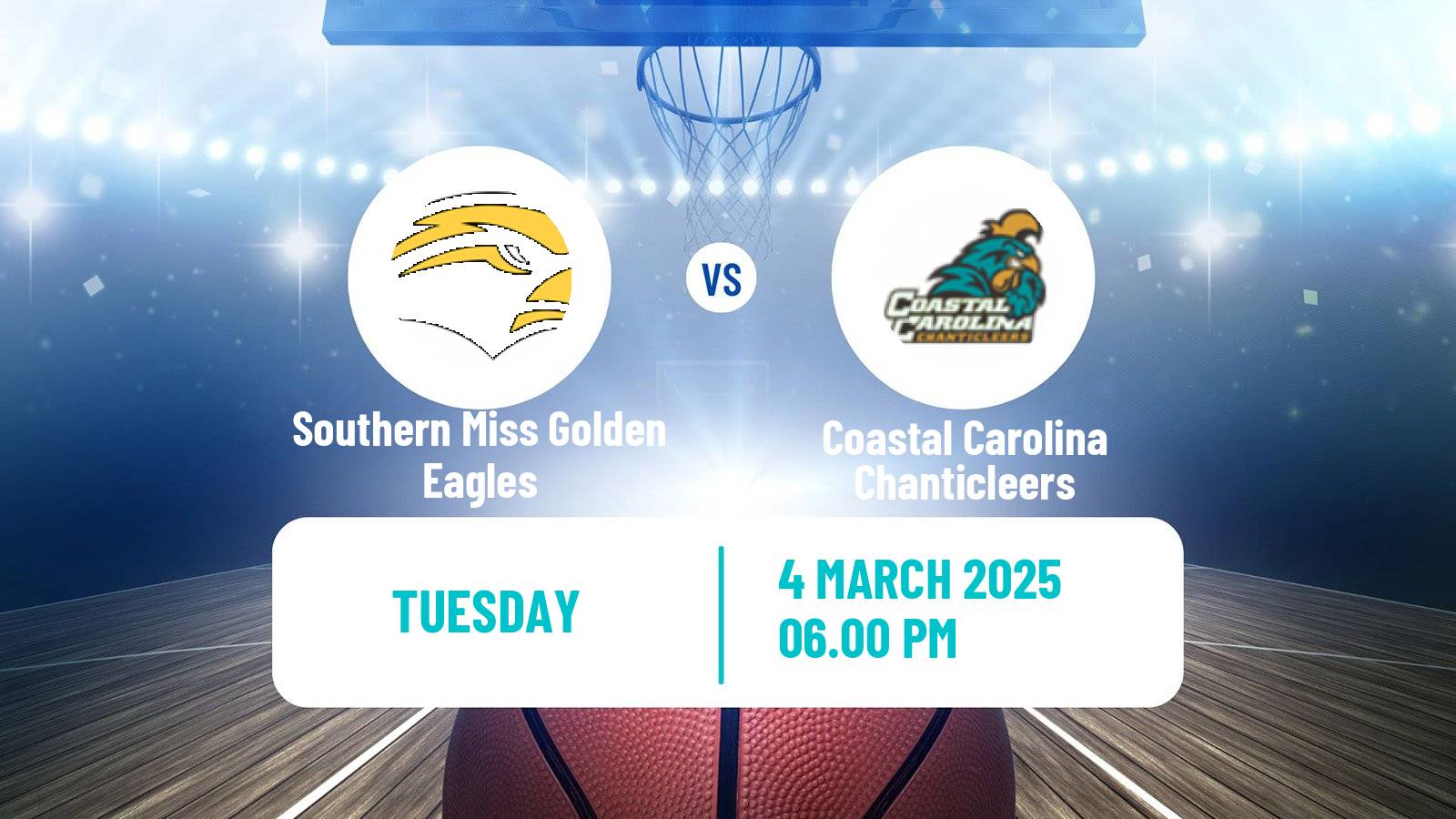 Basketball NCAA College Basketball Southern Miss Golden Eagles - Coastal Carolina Chanticleers