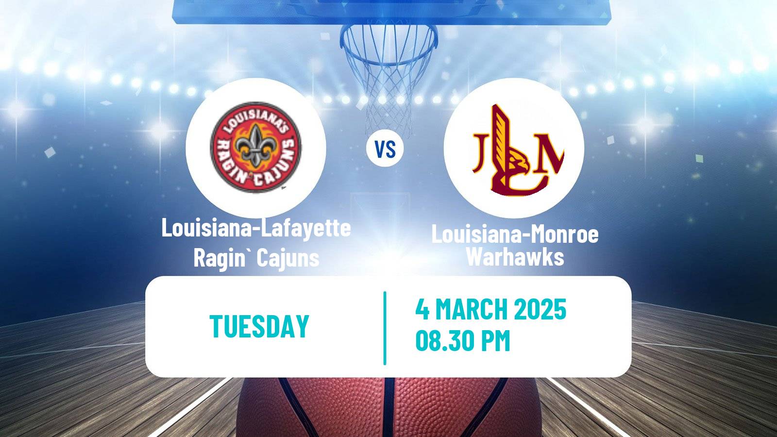 Basketball NCAA College Basketball Louisiana-Lafayette Ragin` Cajuns - Louisiana-Monroe Warhawks