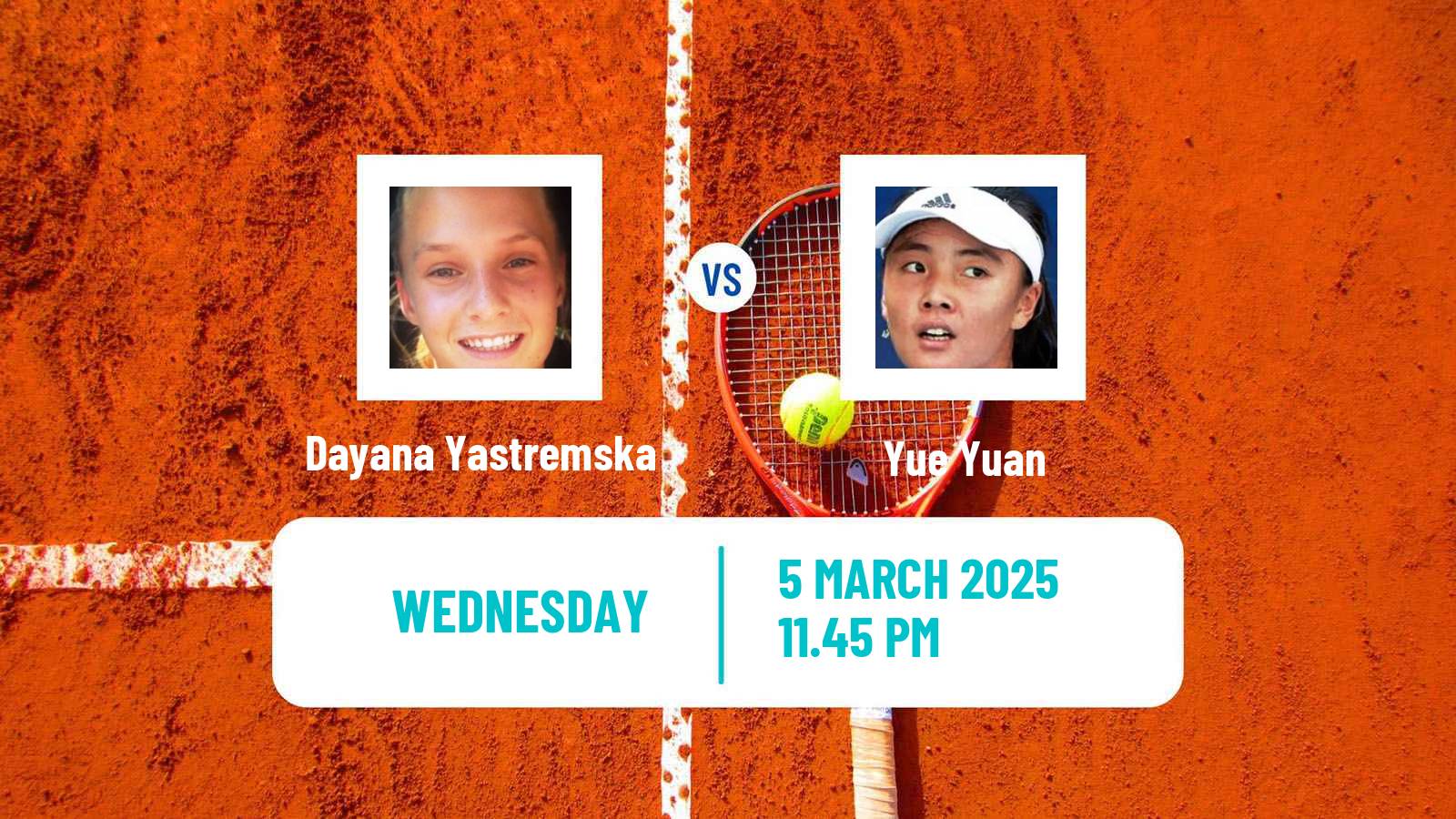 Tennis WTA Indian Wells Dayana Yastremska - Yue Yuan