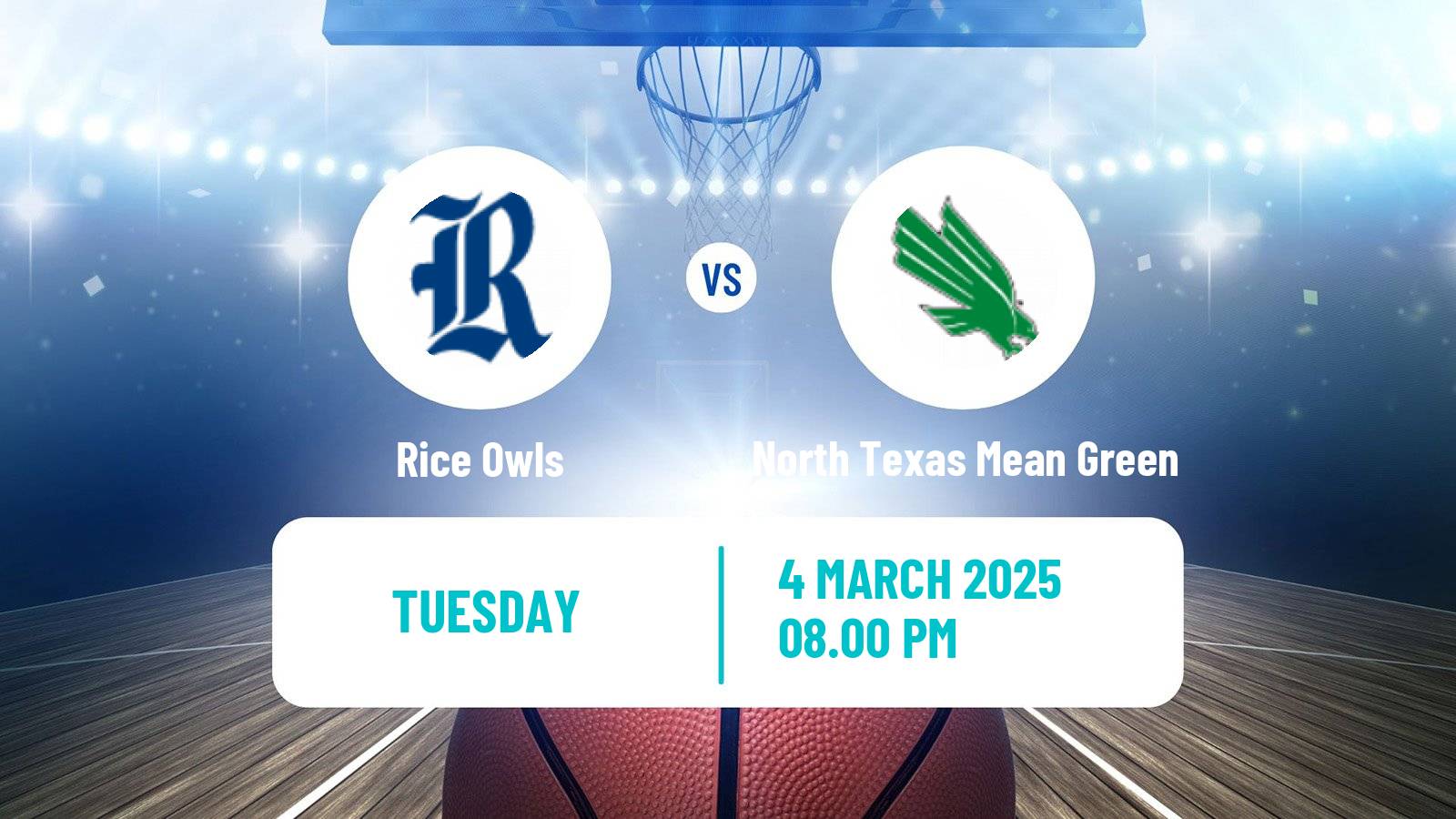 Basketball NCAA College Basketball Women Rice Owls - North Texas Mean Green