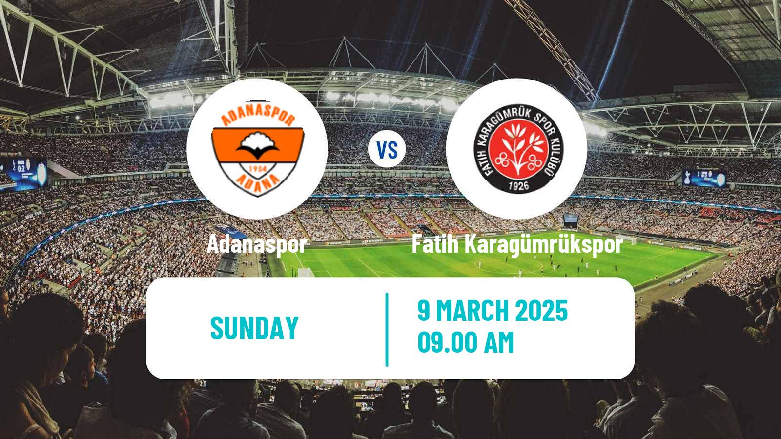 Soccer Turkish First League Adanaspor - Fatih Karagümrükspor