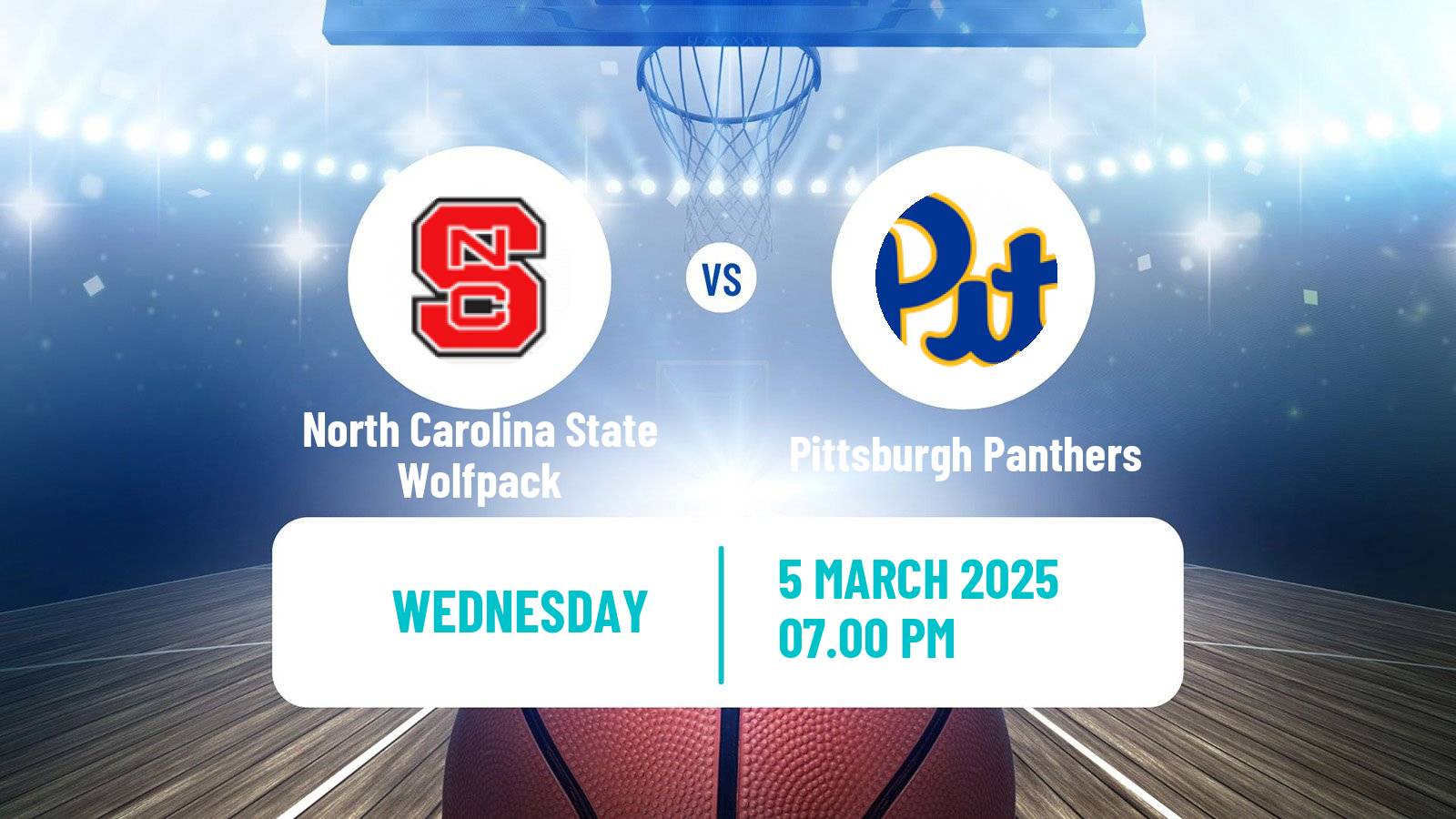 Basketball NCAA College Basketball North Carolina State Wolfpack - Pittsburgh Panthers