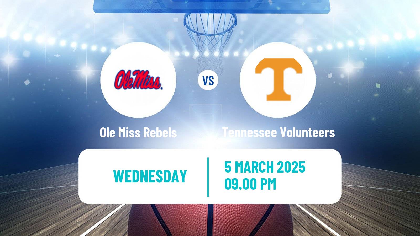 Basketball NCAA College Basketball Ole Miss Rebels - Tennessee Volunteers