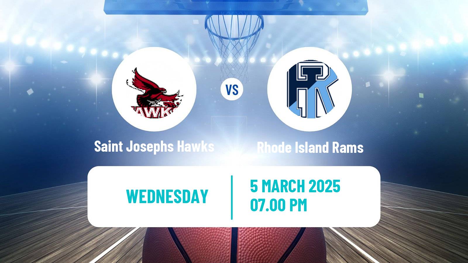 Basketball NCAA College Basketball Saint Josephs Hawks - Rhode Island Rams