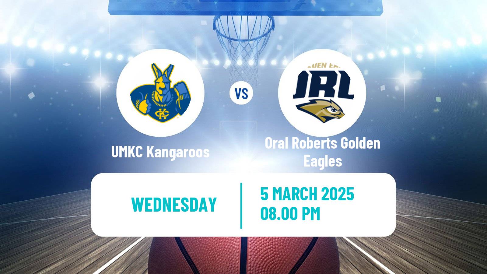 Basketball NCAA College Basketball UMKC Kangaroos - Oral Roberts Golden Eagles