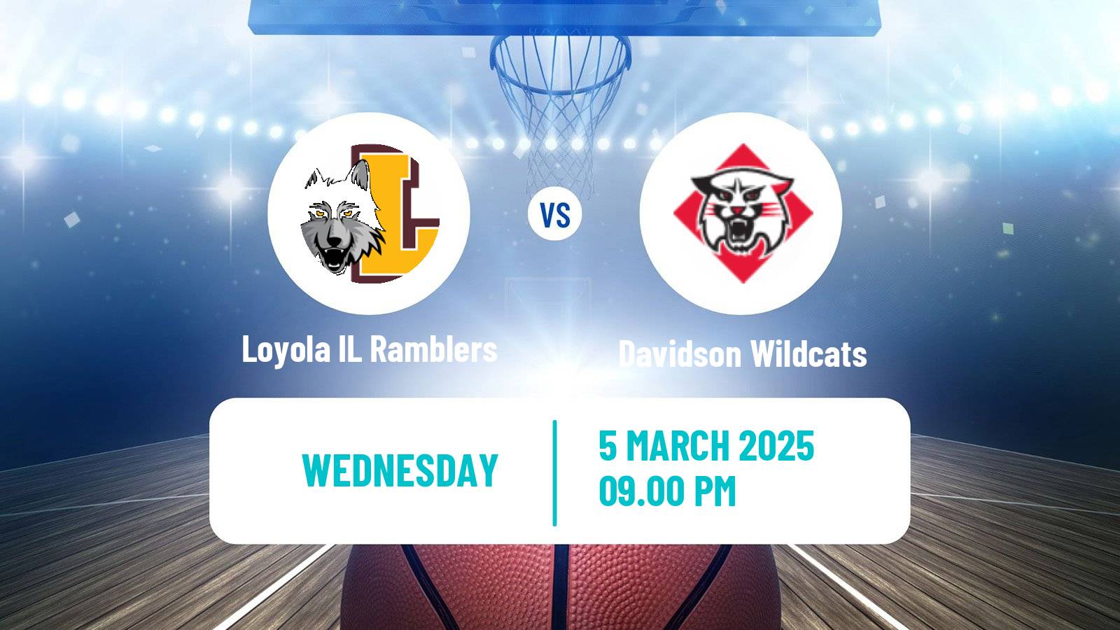 Basketball NCAA College Basketball Loyola IL Ramblers - Davidson Wildcats
