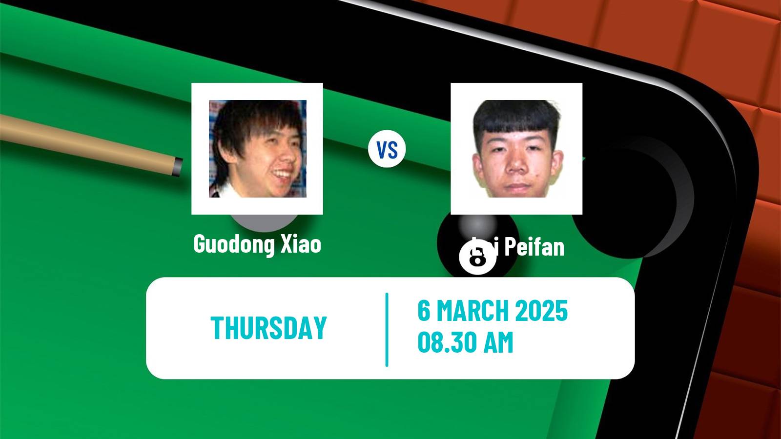 Snooker World Grand Prix Guodong Xiao - Lei Peifan