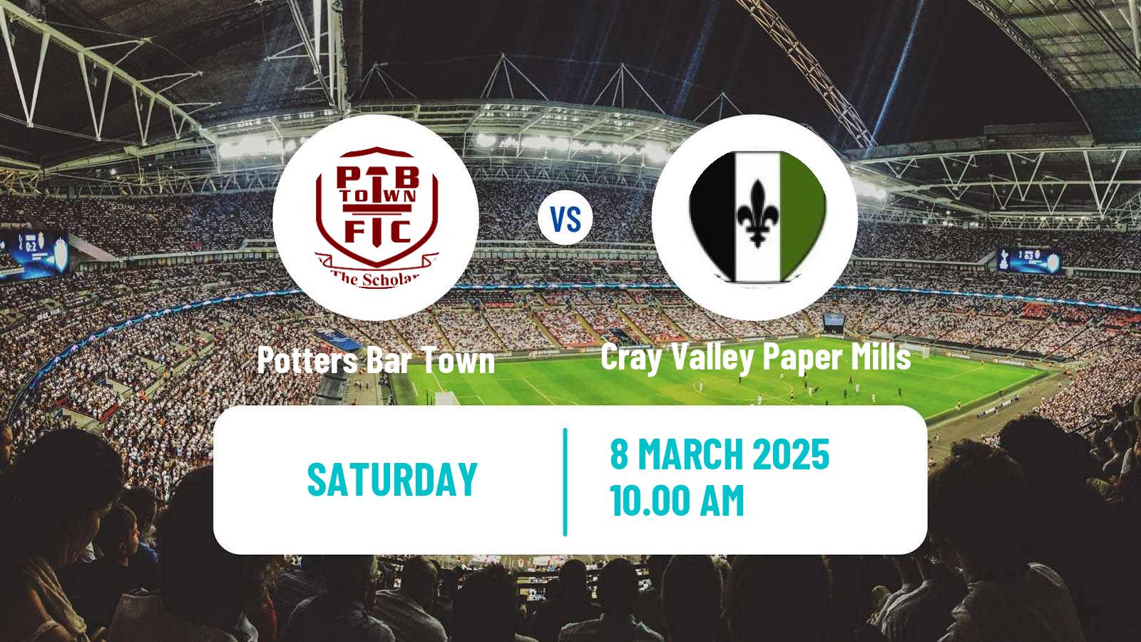 Soccer English Isthmian League Premier Division Potters Bar Town - Cray Valley Paper Mills