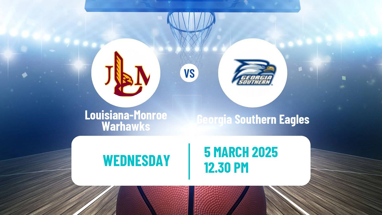 Basketball NCAA College Basketball Women Louisiana-Monroe Warhawks - Georgia Southern Eagles