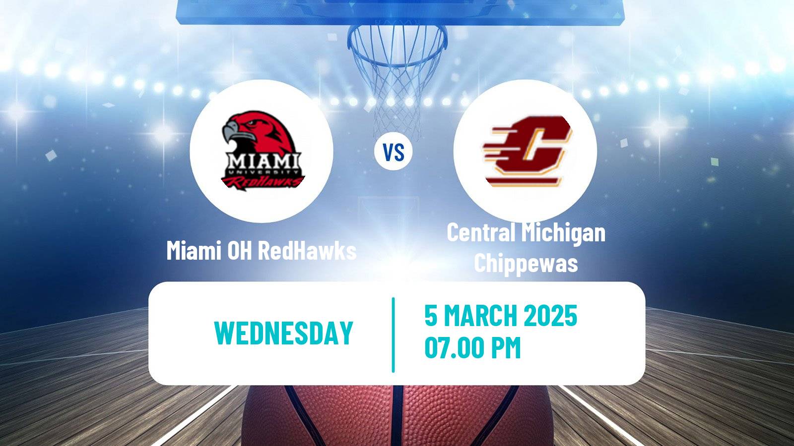 Basketball NCAA College Basketball Women Miami OH RedHawks - Central Michigan Chippewas