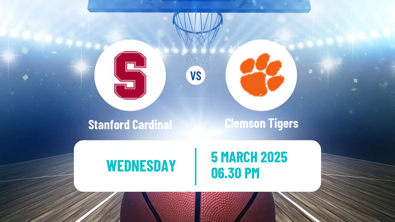 Basketball NCAA College Basketball Women Stanford Cardinal - Clemson Tigers