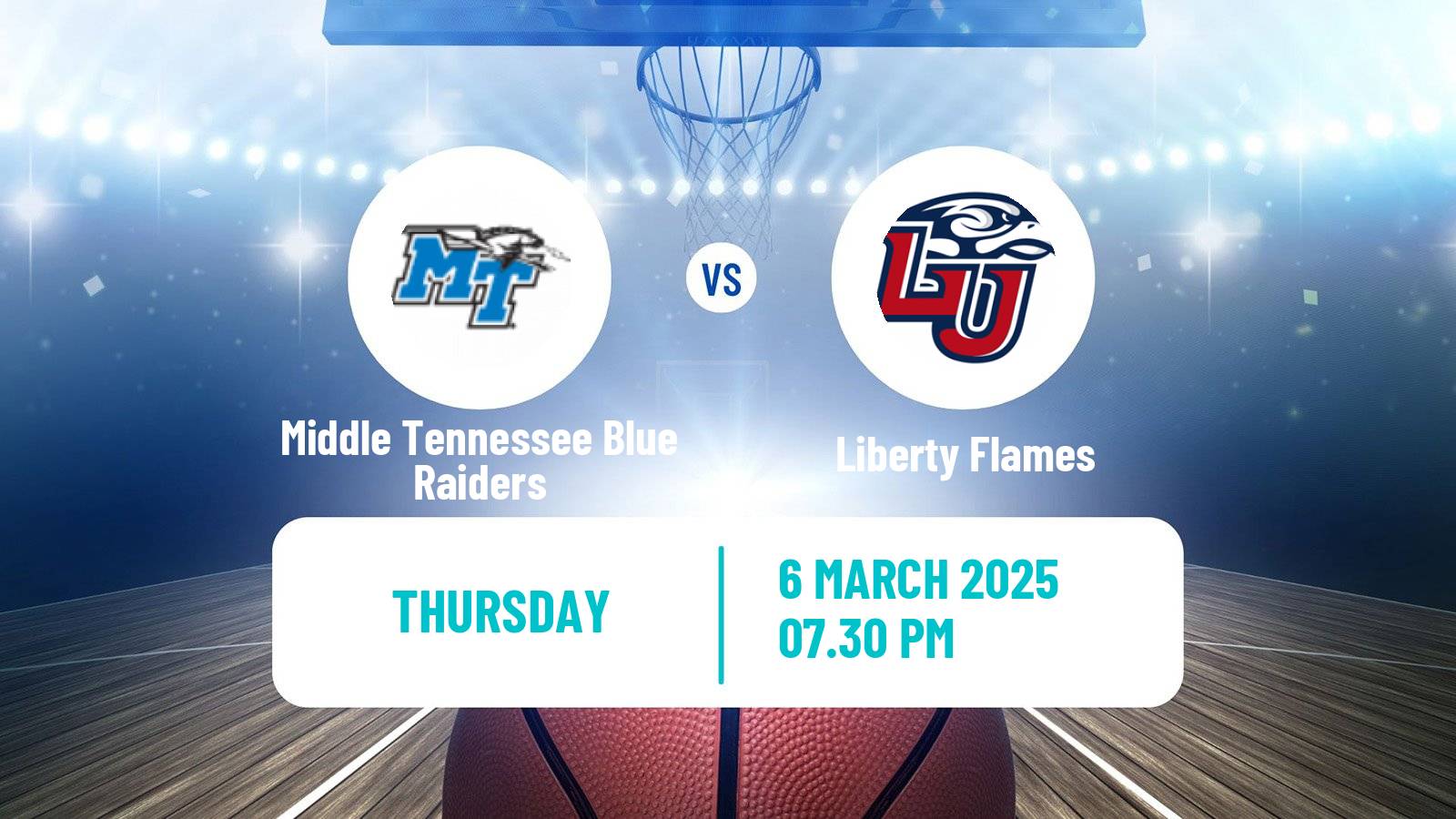 Basketball NCAA College Basketball Middle Tennessee Blue Raiders - Liberty Flames