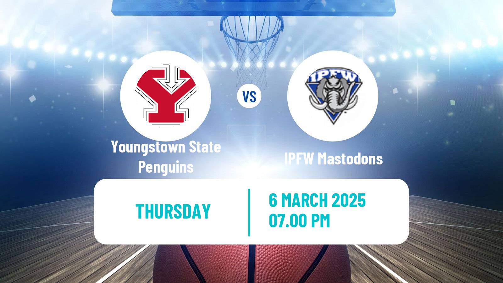Basketball NCAA College Basketball Youngstown State Penguins - IPFW Mastodons