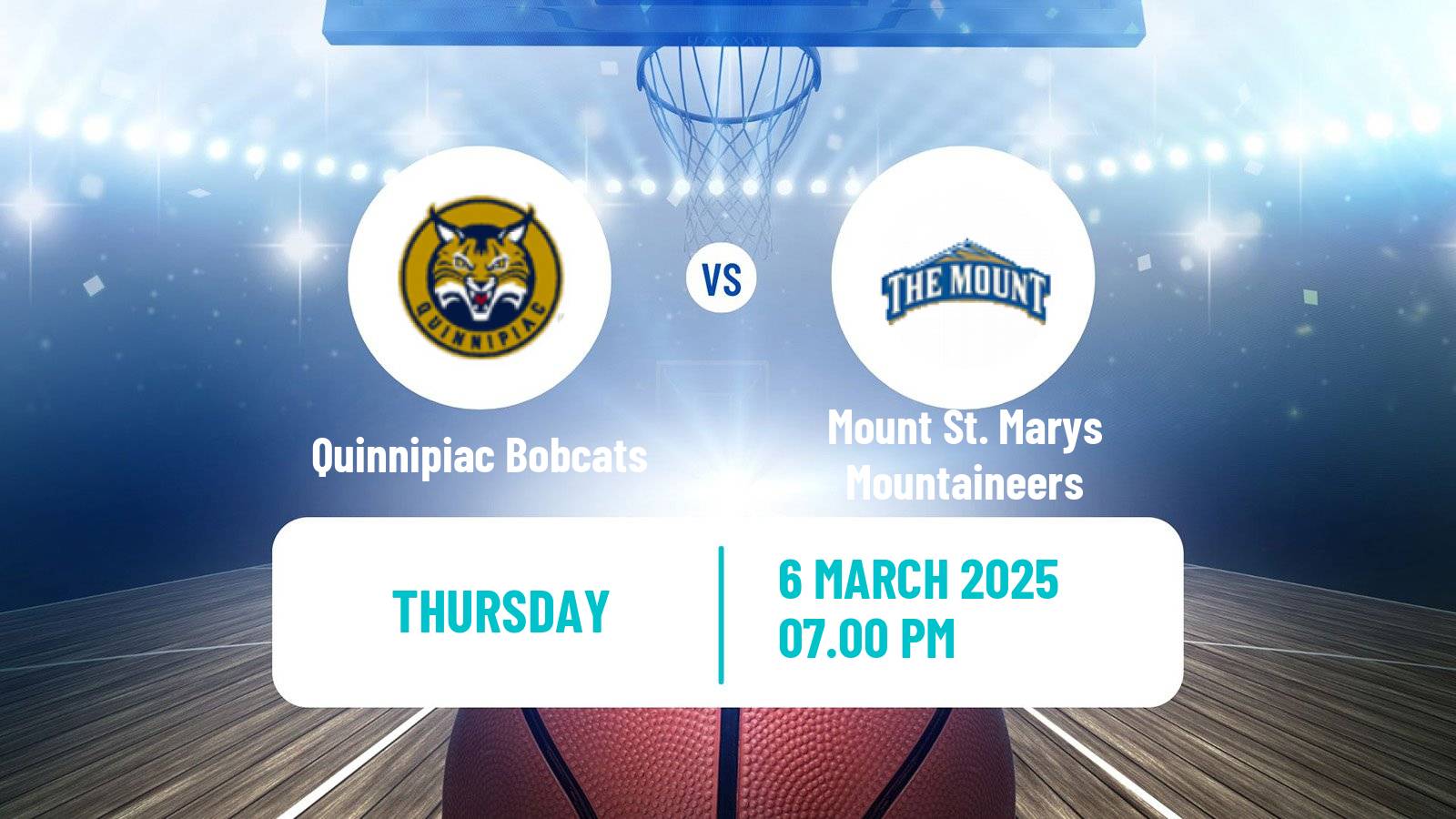 Basketball NCAA College Basketball Quinnipiac Bobcats - Mount St. Marys Mountaineers