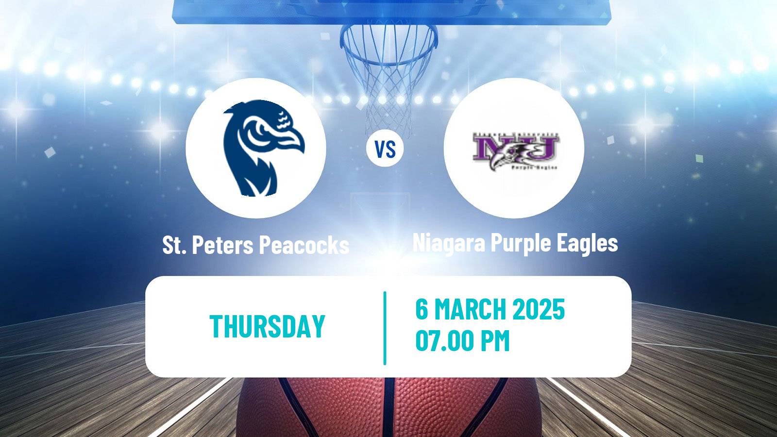 Basketball NCAA College Basketball St. Peters Peacocks - Niagara Purple Eagles