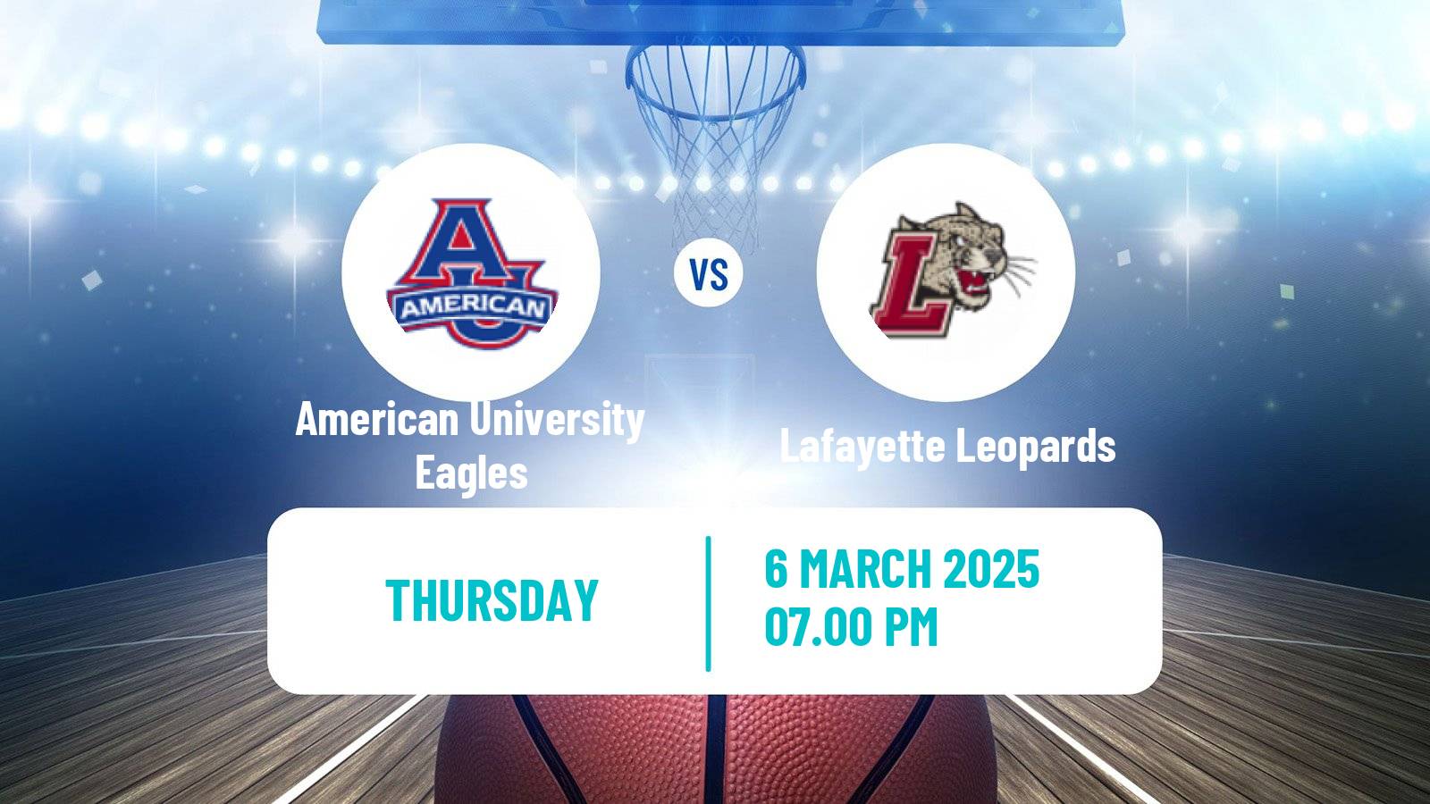 Basketball NCAA College Basketball American University Eagles - Lafayette Leopards
