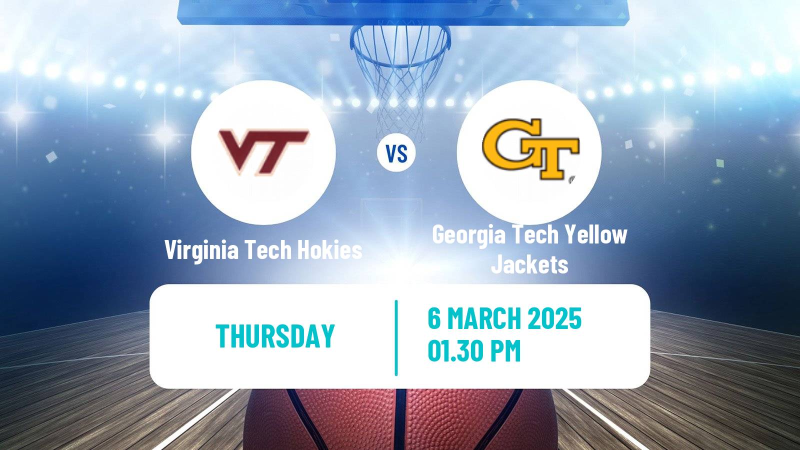 Basketball NCAA College Basketball Women Virginia Tech Hokies - Georgia Tech Yellow Jackets