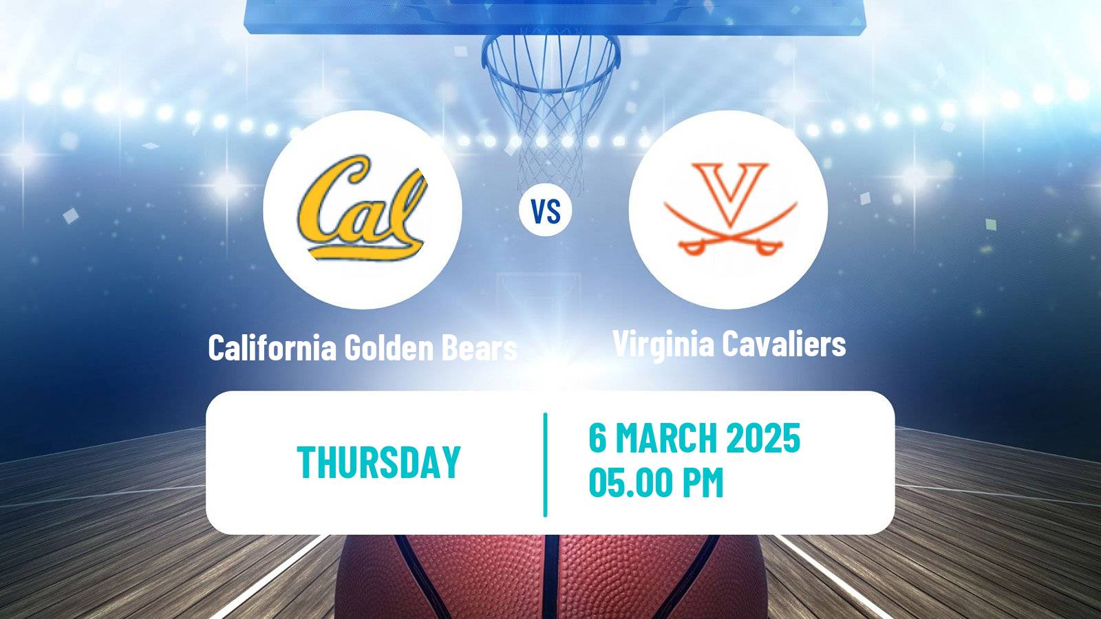 Basketball NCAA College Basketball Women California Golden Bears - Virginia Cavaliers