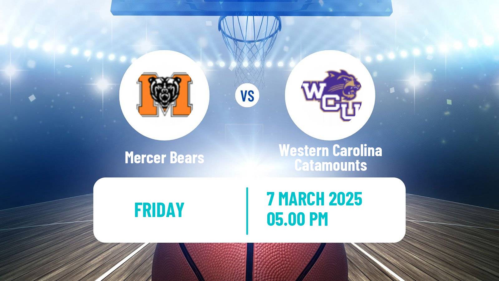 Basketball NCAA College Basketball Mercer Bears - Western Carolina Catamounts