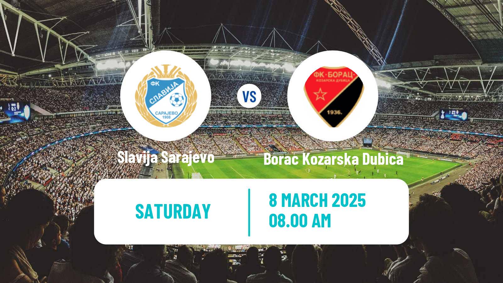 Soccer Bosnian Prva Liga RS Slavija Sarajevo - Borac Kozarska Dubica