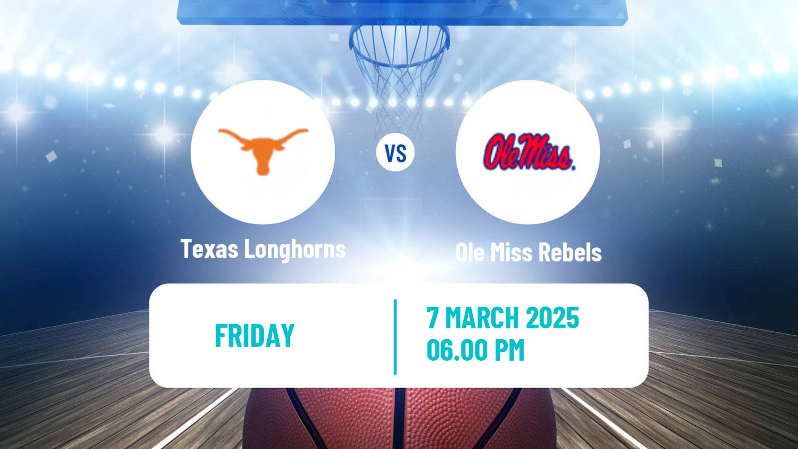 Basketball NCAA College Basketball Women Texas Longhorns - Ole Miss Rebels