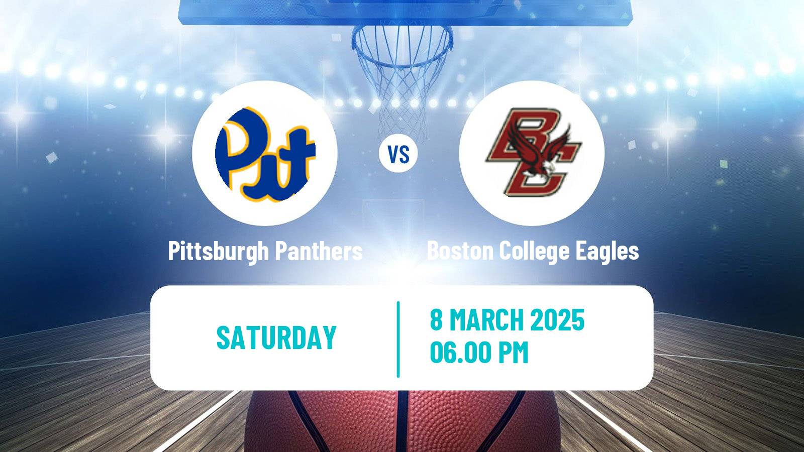 Basketball NCAA College Basketball Pittsburgh Panthers - Boston College Eagles