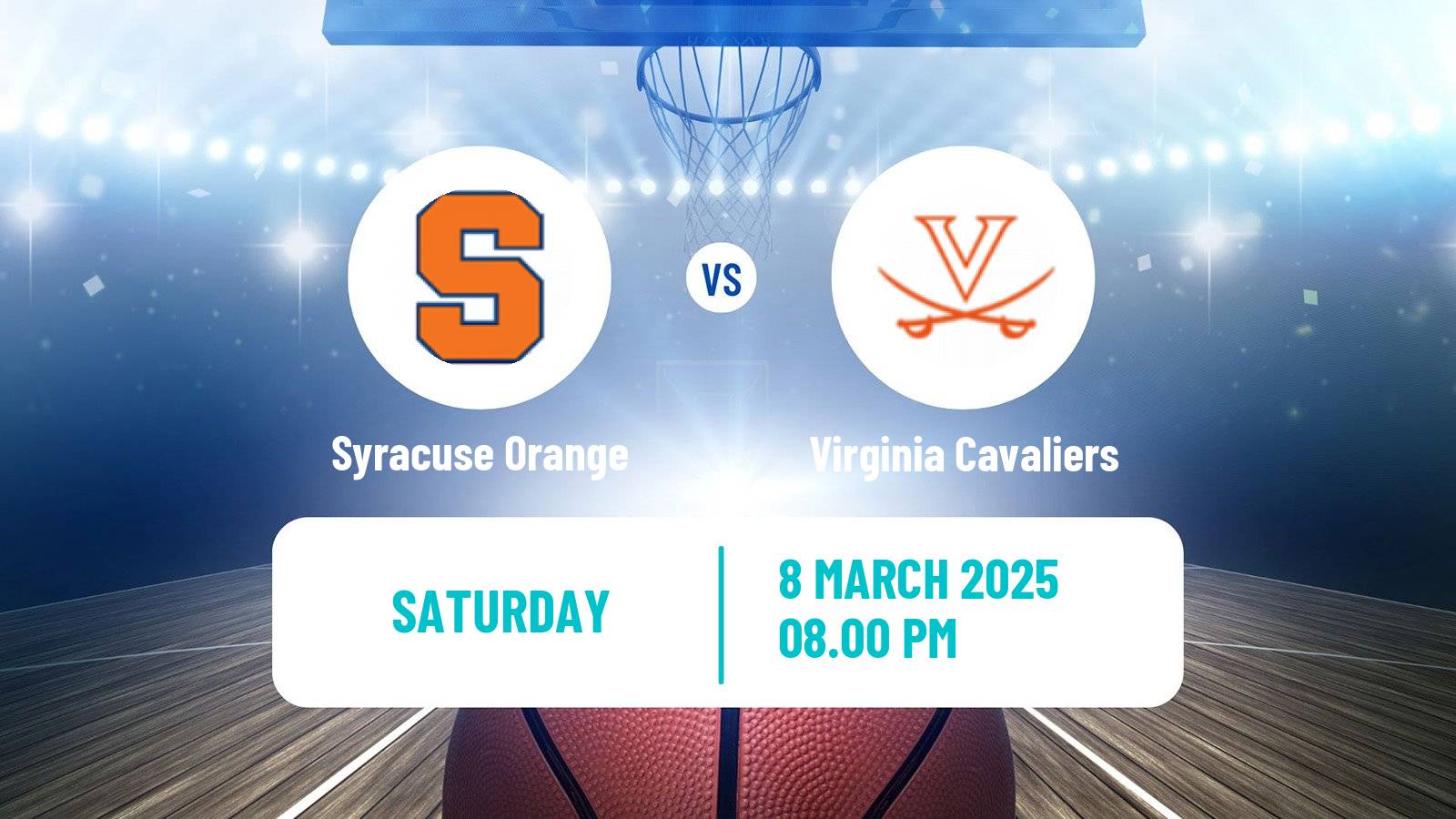 Basketball NCAA College Basketball Syracuse Orange - Virginia Cavaliers