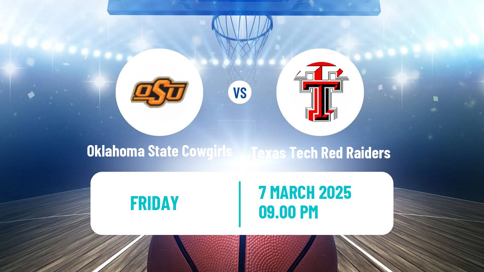 Basketball NCAA College Basketball Women Oklahoma State Cowgirls - Texas Tech Red Raiders