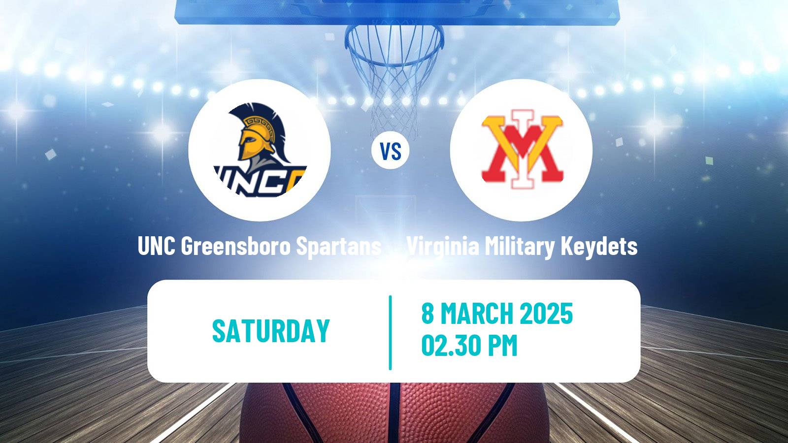 Basketball NCAA College Basketball UNC Greensboro Spartans - Virginia Military Keydets