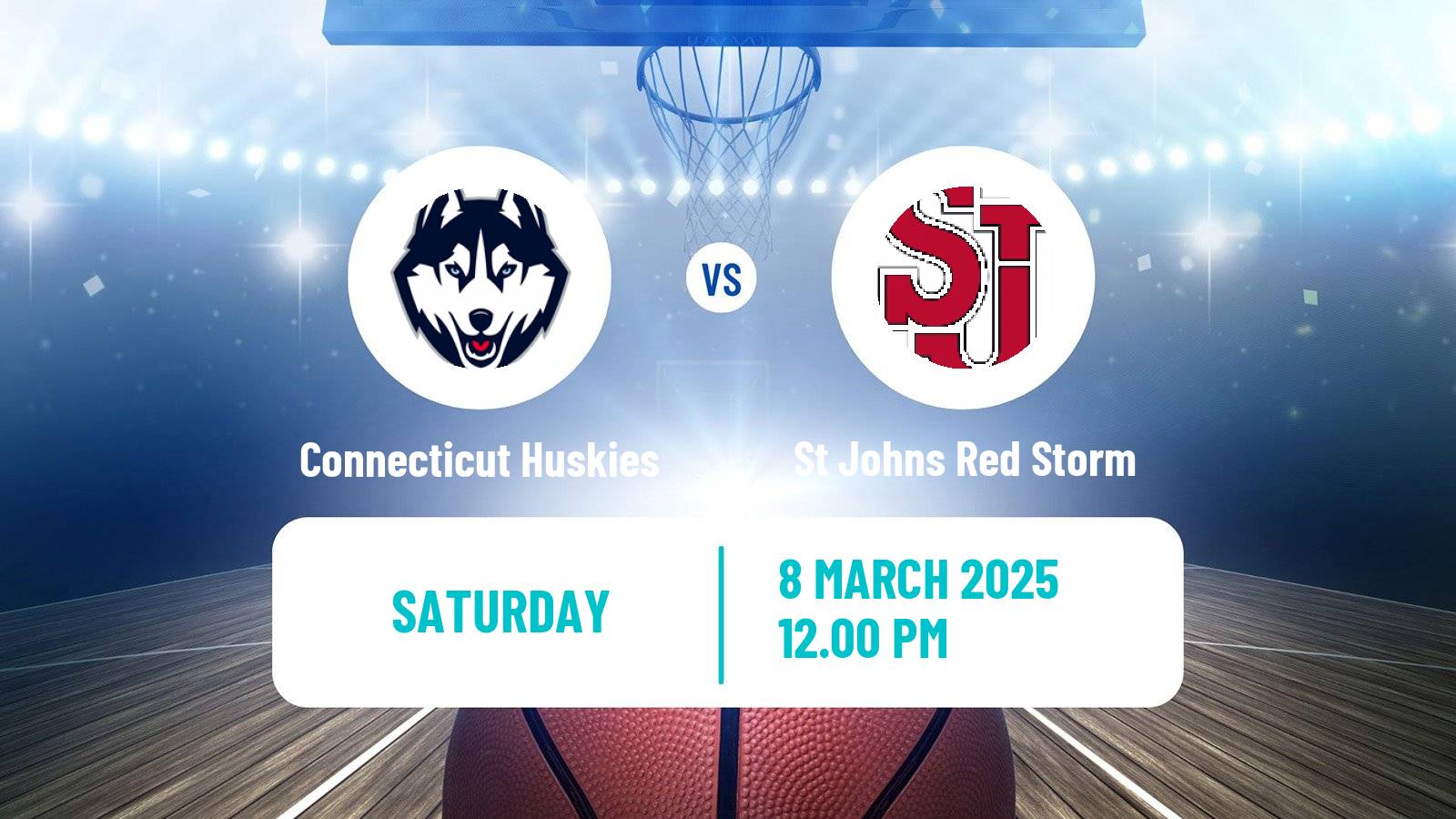 Basketball NCAA College Basketball Women Connecticut Huskies - St Johns Red Storm
