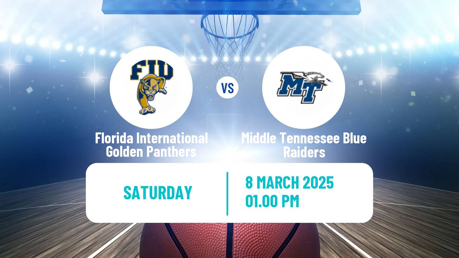 Basketball NCAA College Basketball Women Florida International Golden Panthers - Middle Tennessee Blue Raiders