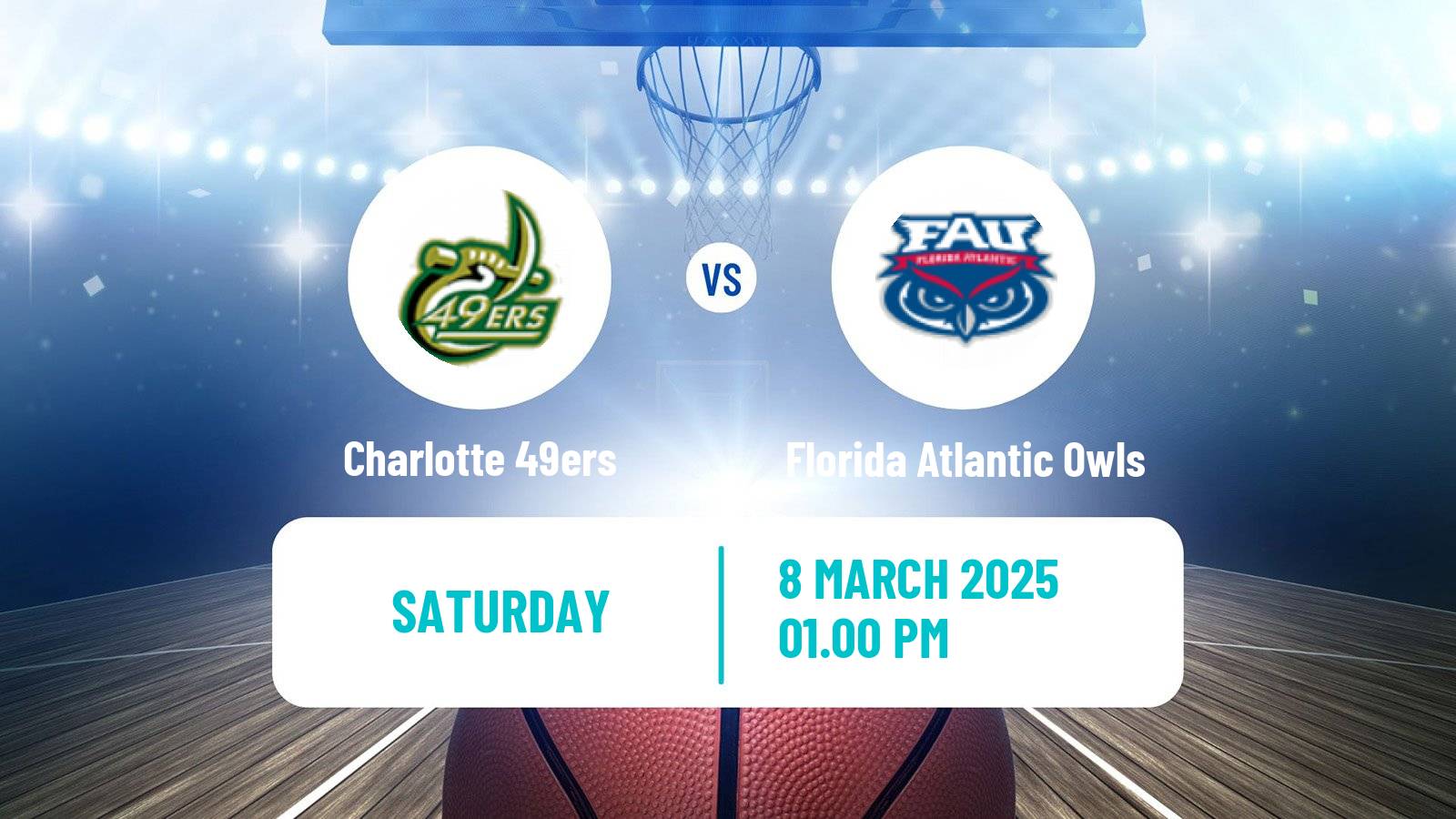 Basketball NCAA College Basketball Women Charlotte 49ers - Florida Atlantic Owls