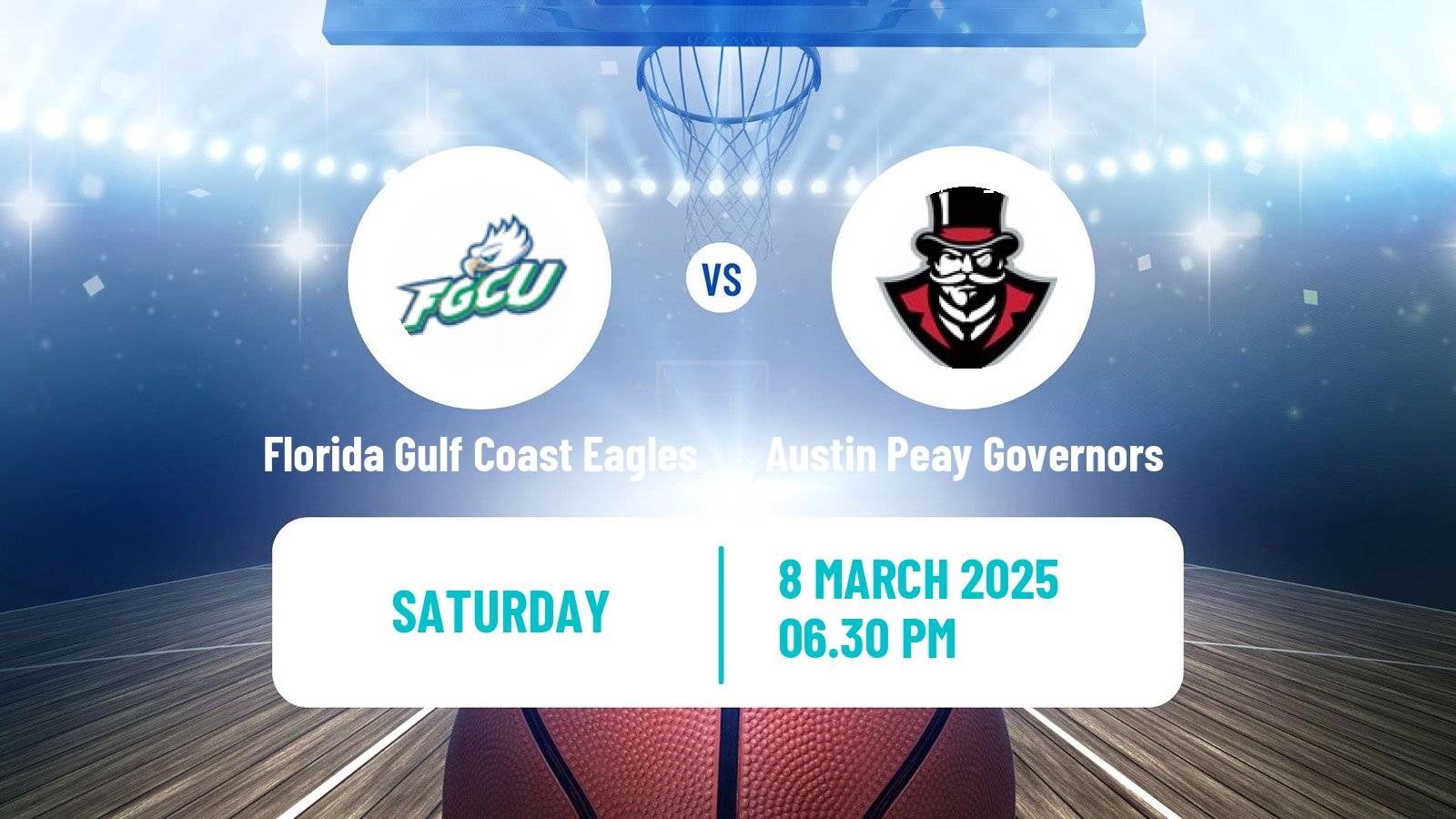 Basketball NCAA College Basketball Women Florida Gulf Coast Eagles - Austin Peay Governors