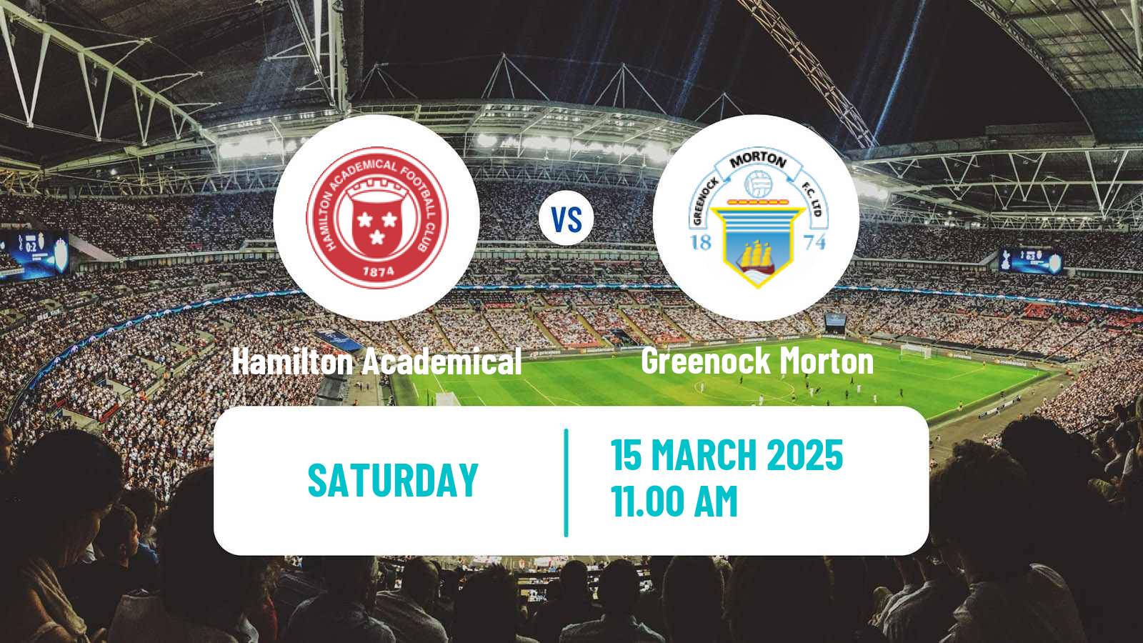 Soccer Scottish Football Championship Hamilton Academical - Greenock Morton